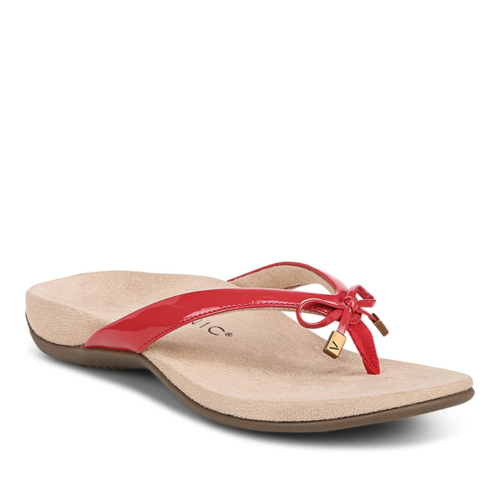VIONIC PODIATRIST DESIGN REST BELLA TOE POST SANDAL RED LIZARD / 7